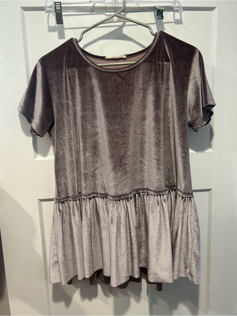 Boutique Velvet Peplum Short-Sleeve Top - Dusty Mauve